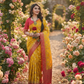 Yellow with red palav Graceful Jacquard Banarasi Style Saree with swarovski work for Women