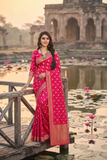 Royal Red  Banarasi Style Jacquard Silk Saree with Rich Woven Border