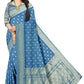 Classic Ethnic Sky Blue Jacquard Silk Saree for Wedding & Festive Wear