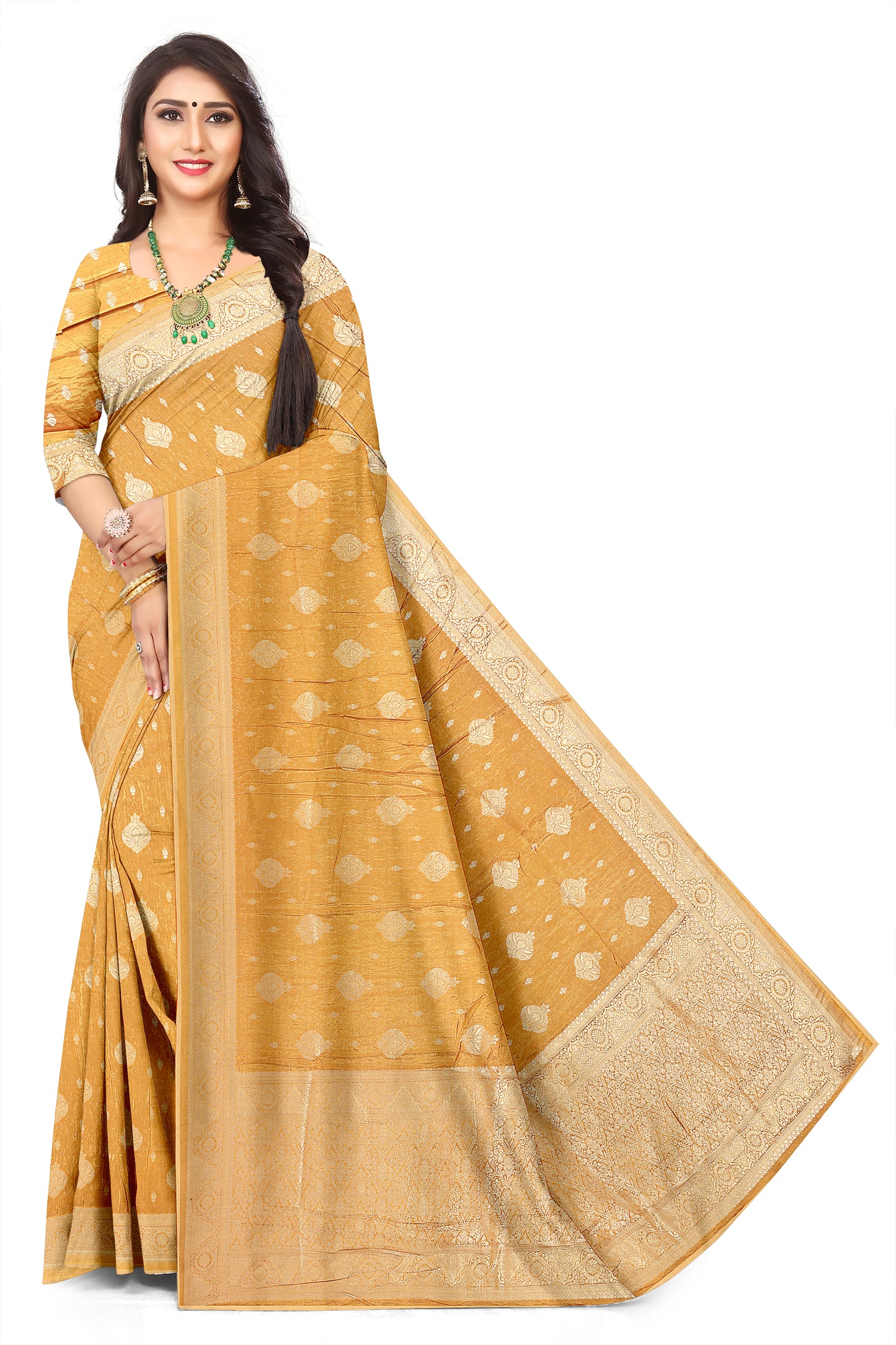 Women's Premium Gold Jacquard Weaving Party Wear Saree