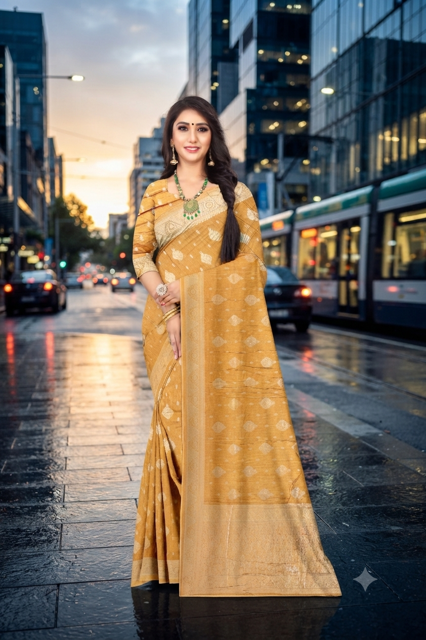 Women's Premium Gold Jacquard Weaving Party Wear Saree