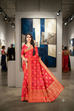 Bridal Collection Premium red Colour Viscose Jacquard Silk Saree