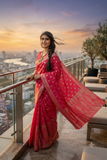Grand Festive Red Colour  Jacquard Silk Saree with Rich Pallu