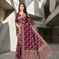 Luxury Wedding Dark Maroon Wear Jacquard Silk Saree