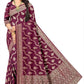 Luxury Wedding Dark Maroon Wear Jacquard Silk Saree