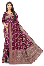 Luxury Wedding Dark Maroon Wear Jacquard Silk Saree