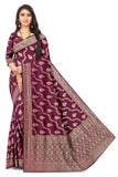 Luxury Wedding Dark Maroon Wear Jacquard Silk Saree