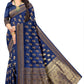Modern Designer Navy Blue Jacquard Silk Saree for Women