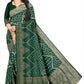 South Indian Style Temple Border Dark Green Jacquard Saree