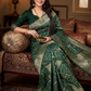 South Indian Style Temple Border Dark Green Jacquard Saree