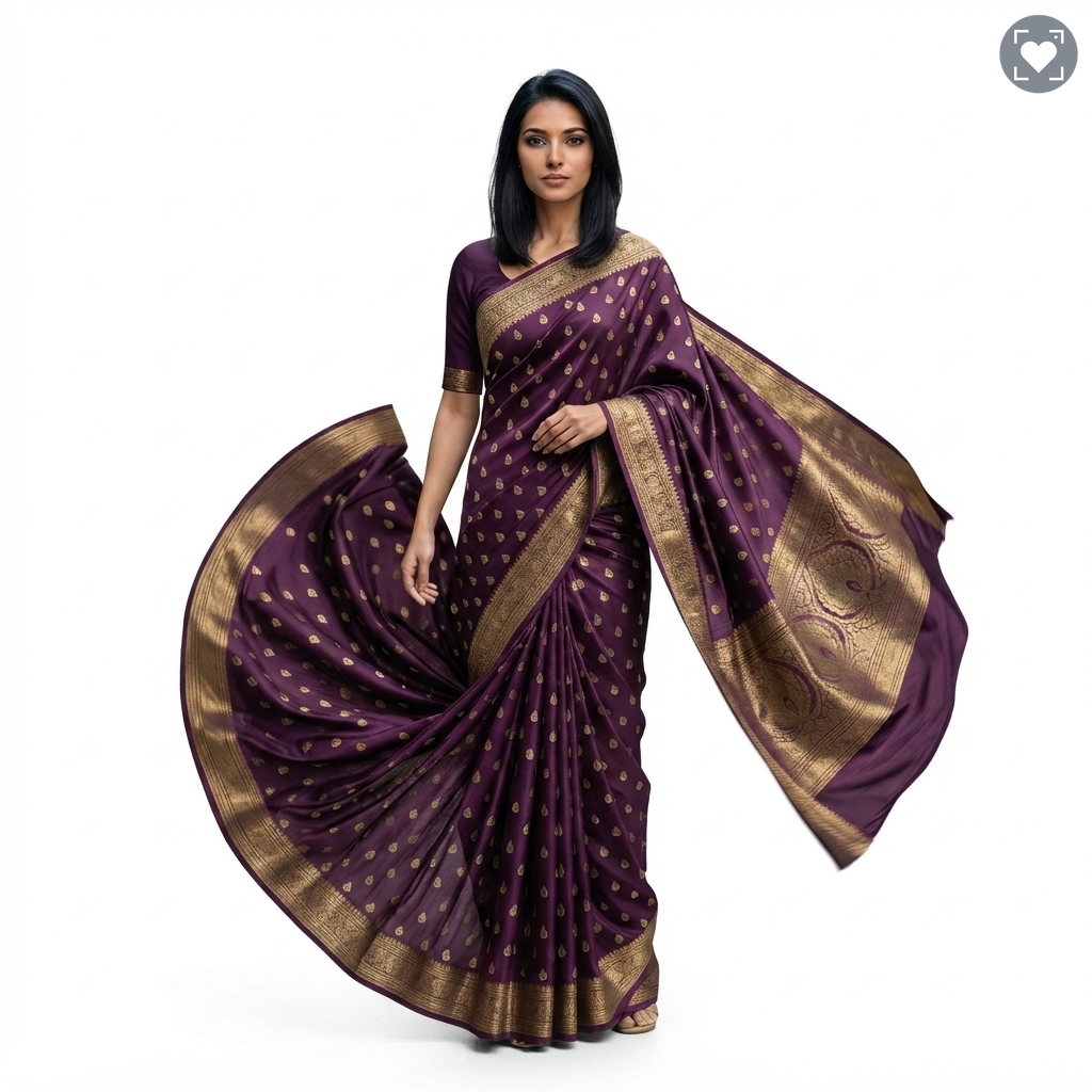Wine Viscose Satin bamboo Jacquard l Saree