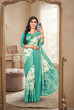 Elegant Floral Rama Colour  tissue Jacquard Silk Saree with Designer Border