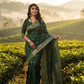 Premium Bloom Dark Green Jacquard Silk Saree with Rich Pallu
