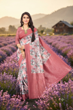 Designer Digital Print Flower Small Buti Motif Jacquard Saree
