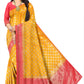 Rich Jacquard Weaving Saree with Luxurious Finish Yellow Body with red palav with swarovski work for Women