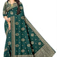 Dark Green Viscose Satin Banarasi Jacquard Saree for Wedding & Party Wear