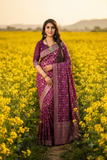 Signature Banarasi Dark Wine Viscose Jacquard Collection Saree
