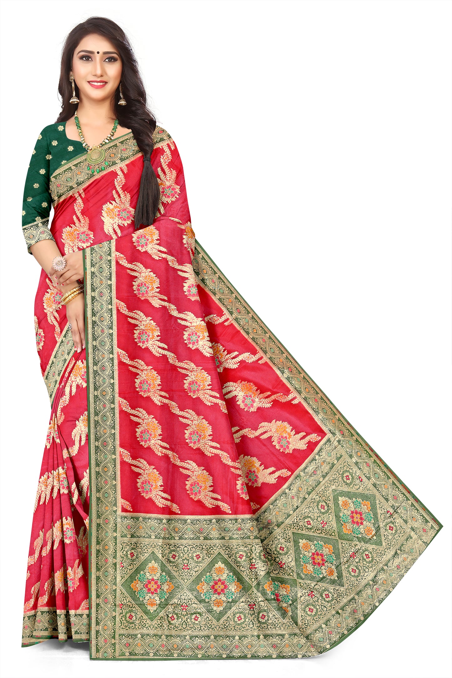 Modern Designer Organza (Kora) Saree with Meenakari work  Jacquard Silk Saree for Women