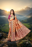 Contemporary Woven Organza with Meenakari work Jacquard Party Wear Saree