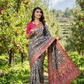 Luxury Organza Bandhani with Grey Colour Jacquard Saree