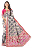 Luxury Organza Bandhani with Grey Colour Jacquard Saree