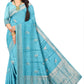 Sky Blue Premium Viscose  Jacquard Saree with Rich Woven Zari Border