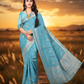 Sky Blue Premium Viscose  Jacquard Saree with Rich Woven Zari Border