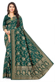 Emerald Dark Green Viscose Jacquard Saree – Traditional Handloom Style Saree