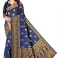 Deep Navy Viscose Jacquard Saree with Rich Woven Pattern