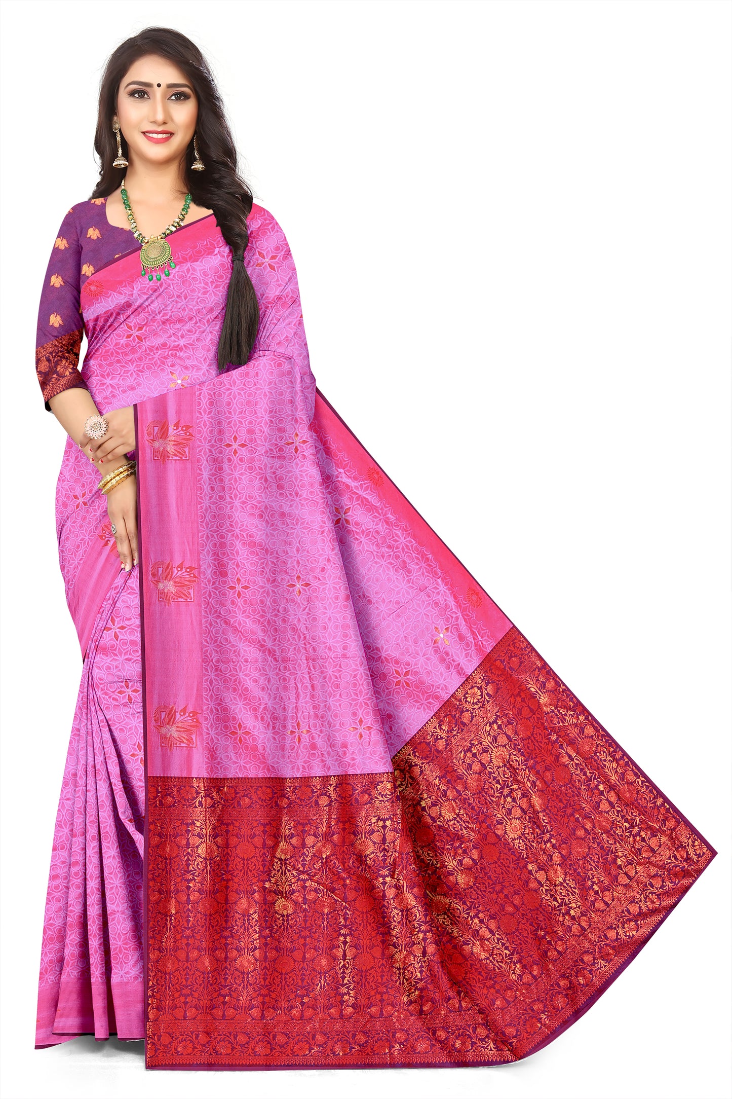 South Indian Jacquard Saree with Traditional Woven Design – Ethnic Wear