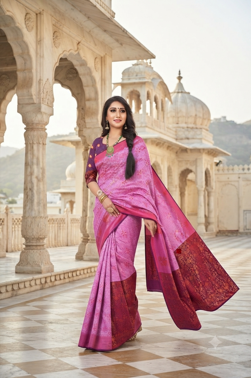 South Indian Jacquard Saree with Traditional Woven Design – Ethnic Wear