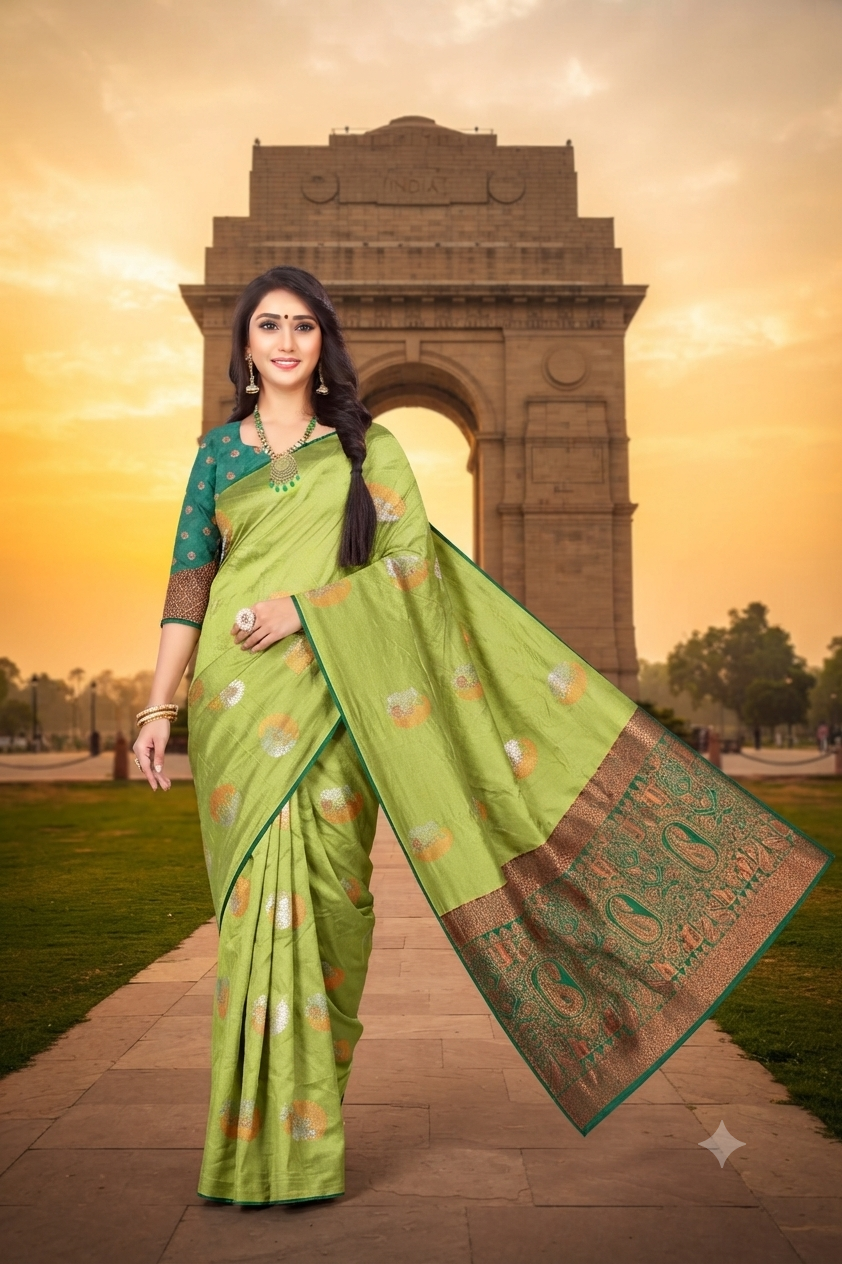 Statement Jacquard Saree – Woven Artistry