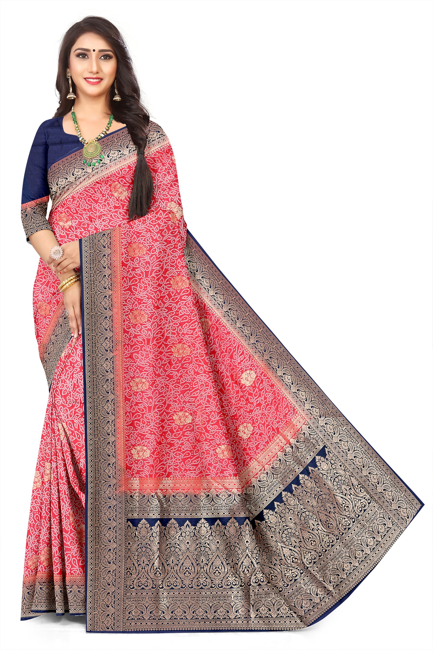 Women's Premium Bandhani Jacquard Weaving Party Wear Saree