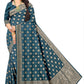 Dark Blue Viscose Satin Saree – Office & Casual Wear