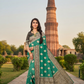 Royal Tissue Red with Navy Blue Viscose Jacquard Saree with Rich Pallu & Woven Border