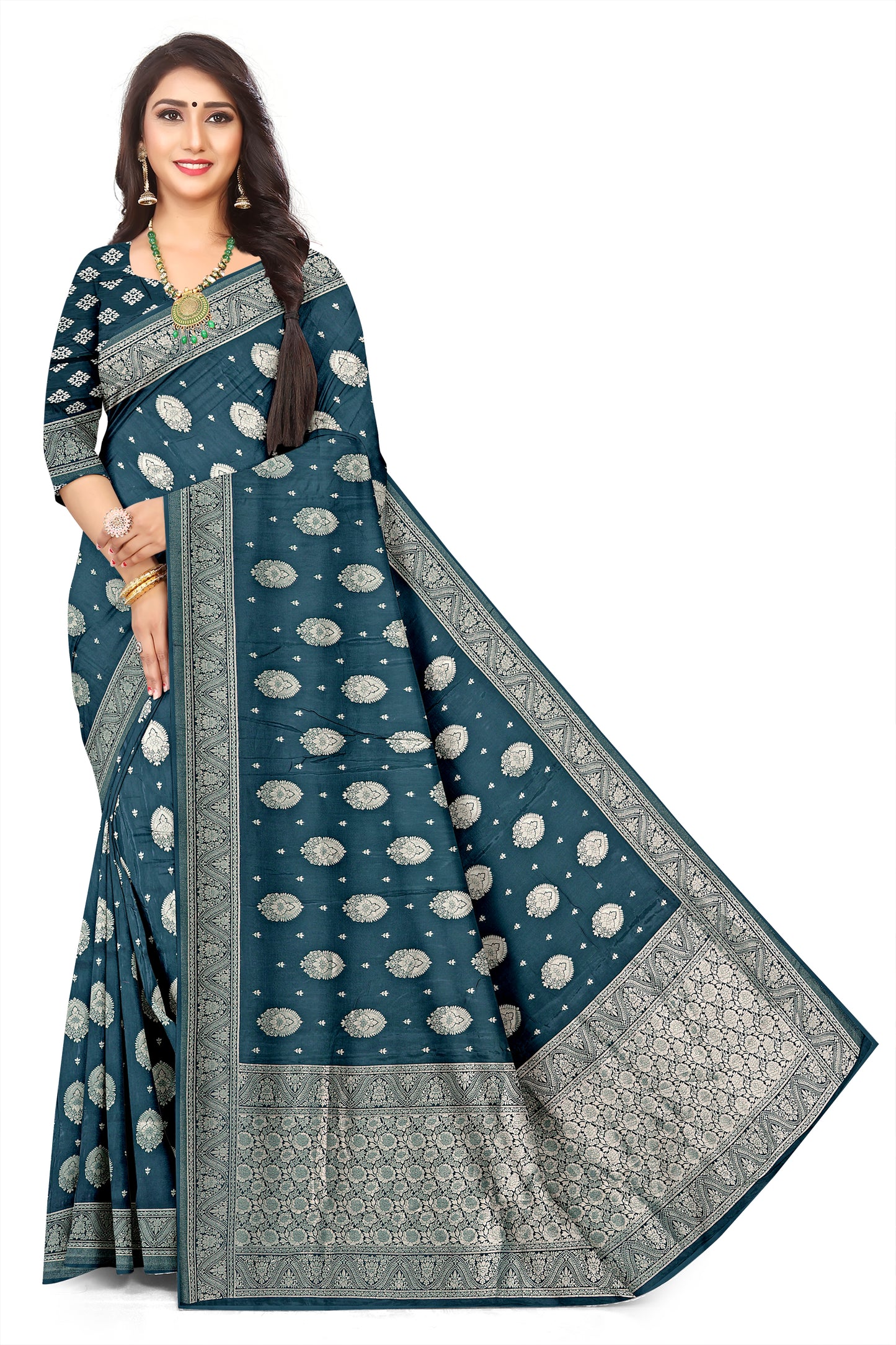 Glossy Satin Saree – Modern Ethnic Wear