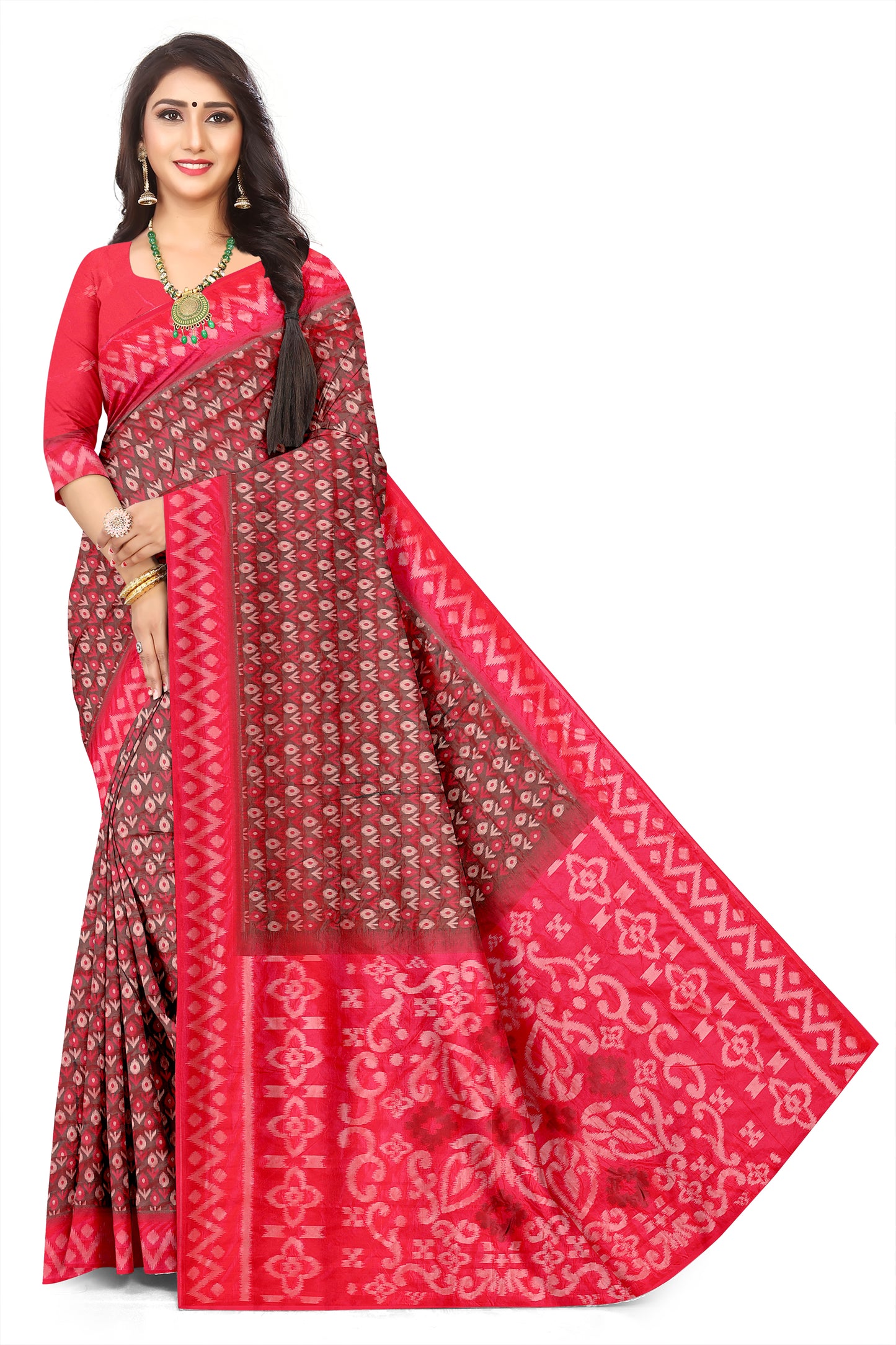 Geometric Ikat Pochampally South Indian  Saree – Ethnic Wear