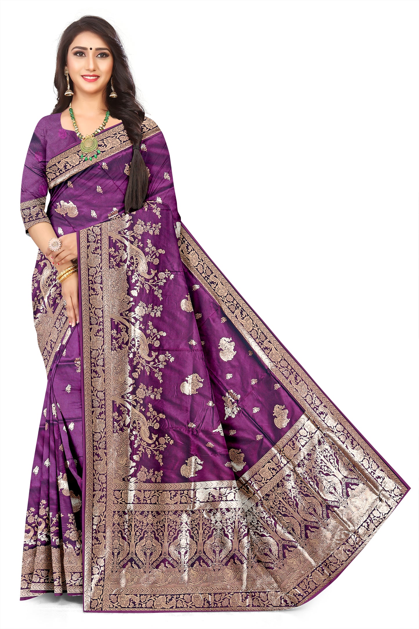 Premium Wedding wine colour  Peacock Jacquard Saree