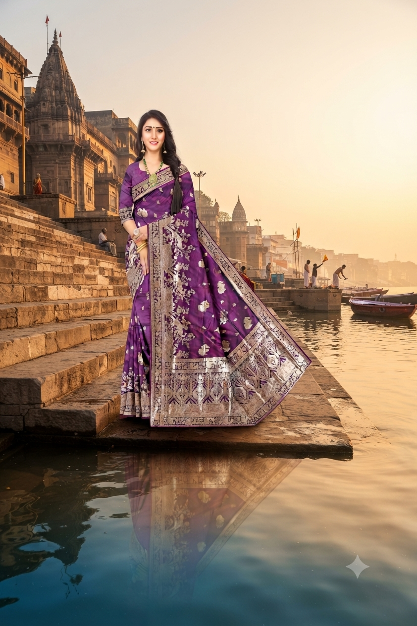 Premium Wedding wine colour  Peacock Jacquard Saree