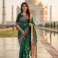 Rich Pattern Woven Paisley Dark Green with jaal Jacquard Silk Saree