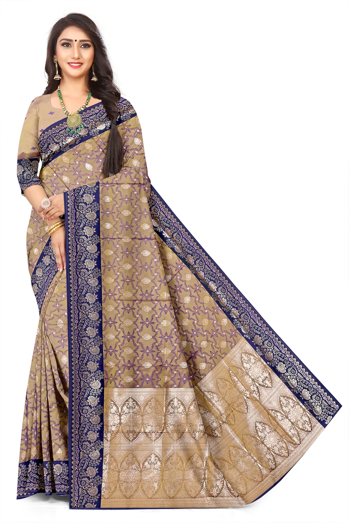 Designer Flower Motif Pattern Jacquard Saree