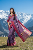 Heritage Jacquard Weaving Grey Colour Saree for Festive Collection