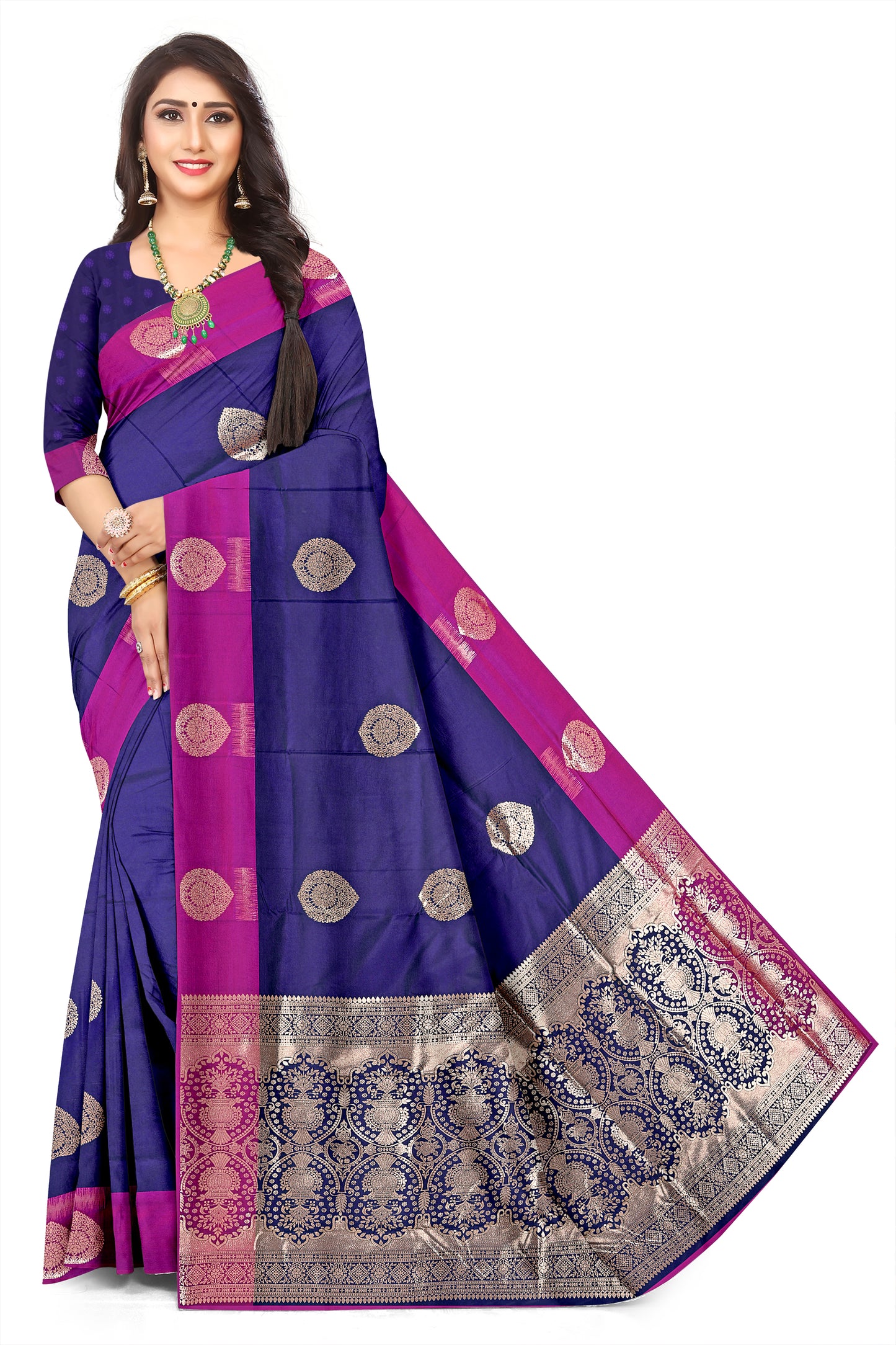 South Indian Style Temple Border Jacquard Saree