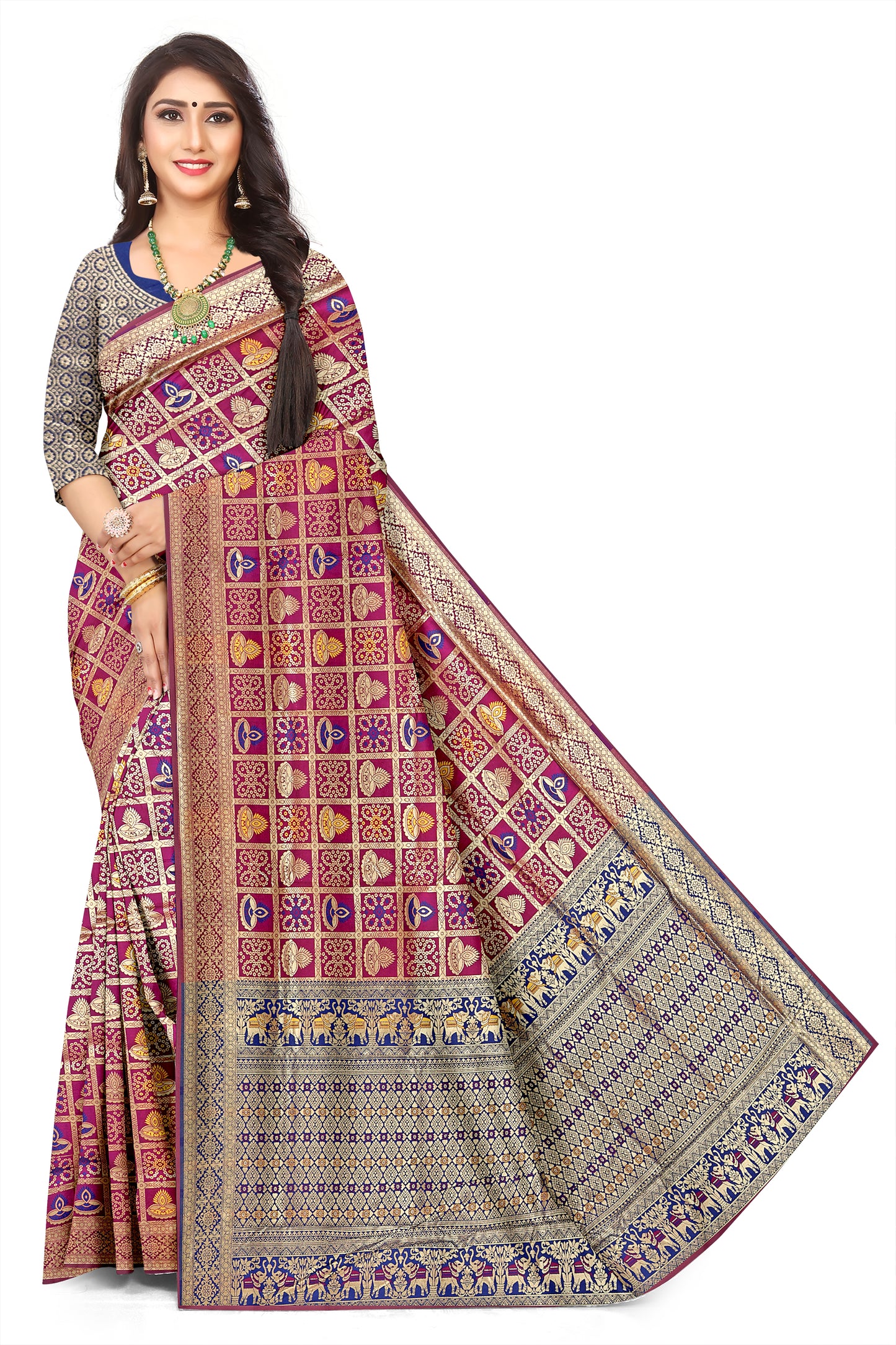 Minimalist Jacquard Weaving Kota Patola  Saree for Everyday Elegance