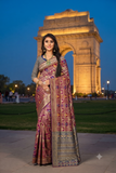 Minimalist Jacquard Weaving Kota Patola  Saree for Everyday Elegance