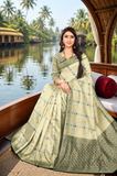 Rich Woven Pista Dark Green Banarasi Silk Saree