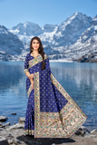 "Pure Lurex Zari With navy blue Paithani Silk Saree –  Maharashtrian Heritage"