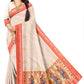 Peacock Cream Paithani Jacquard Silk Saree with Zari Woven Border & Pallu