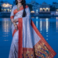 Traditional  Paithani Jacquard Saree – Peacock & Lotus Motif Zari Weave