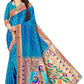 Regal  Morpitch   Paithani Jacquard Saree with Traditional Zari Border